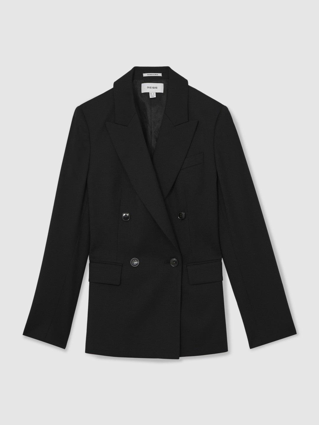 Wool Blend Double Breasted Suit Blazer in Black Women | Reiss