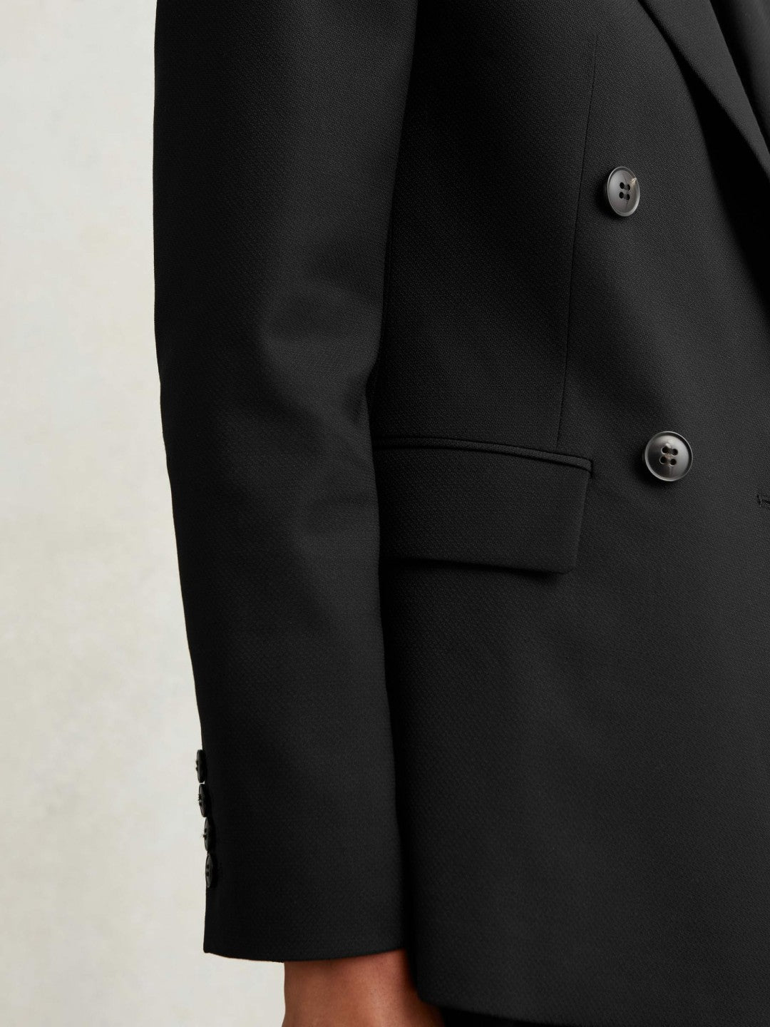 Wool Blend Double Breasted Suit Blazer in Black Women | Reiss
