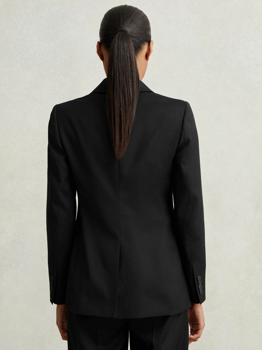 Wool Blend Double Breasted Suit Blazer in Black Women | Reiss