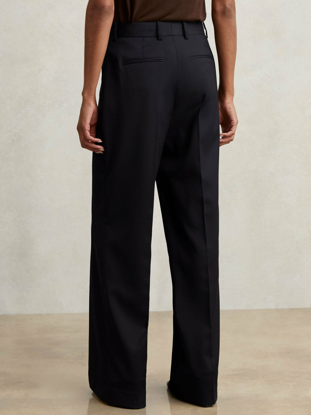 Wool-Blend Wide-Leg Suit Trousers in Navy Women | Reiss