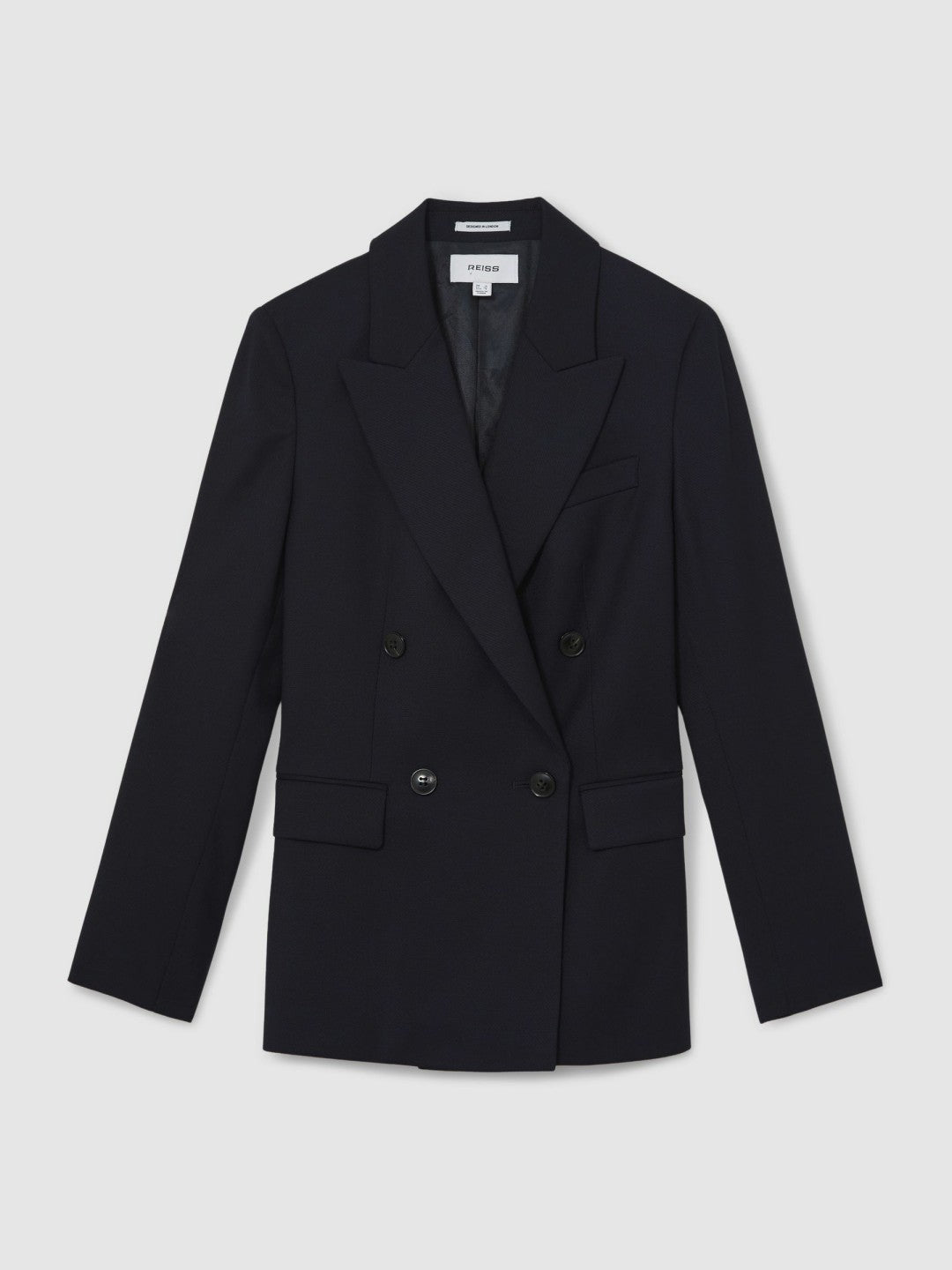 Petite Wool Blend Double Breasted Suit Blazer in Navy Women | Reiss