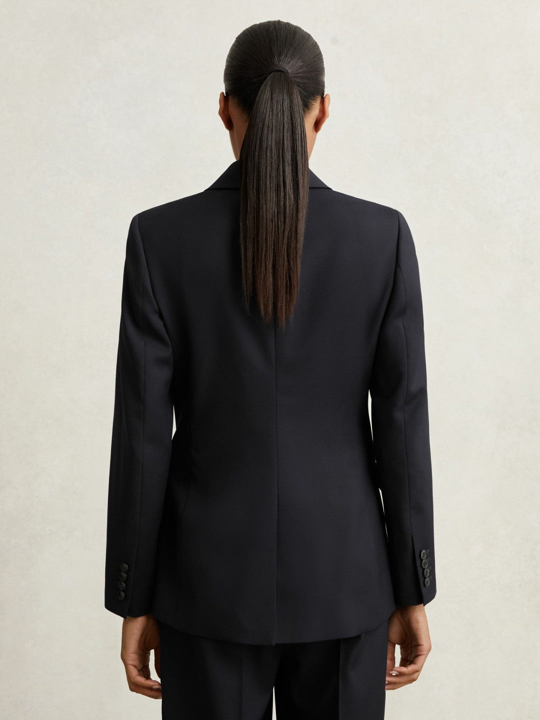 Petite Wool Blend Double Breasted Suit Blazer in Navy Women | Reiss