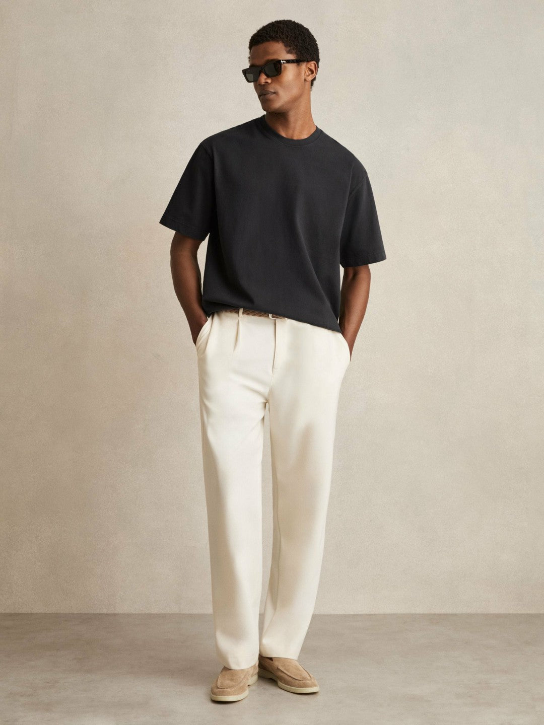 Cotton Garment-Dyed Oversize T-Shirt in Washed Black Men | Reiss