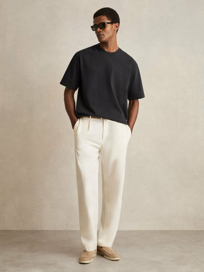 Cotton Garment-Dyed Oversize T-Shirt in Washed Black Men | Reiss