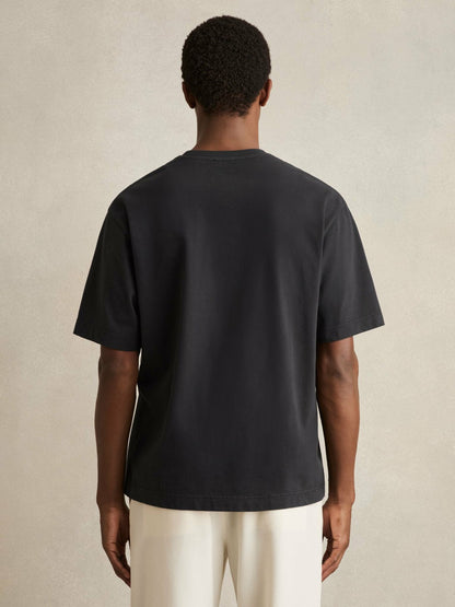 Cotton Garment-Dyed Oversize T-Shirt in Washed Black Men | Reiss