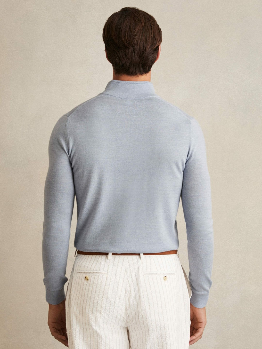 Merino Wool Half-Zip Jumper in Soft Blue Men | Reiss