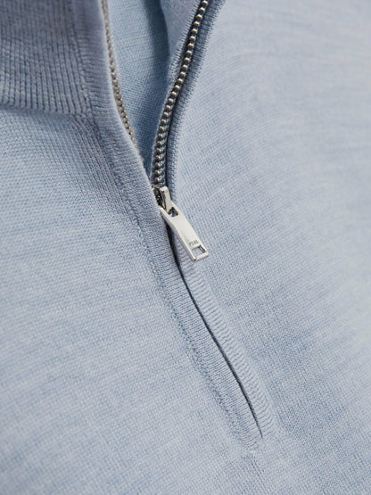 Merino Wool Half-Zip Jumper in Soft Blue Men | Reiss