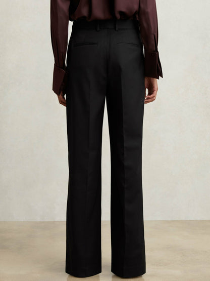 Petite Wool-Blend Wide-Leg Suit Trousers in Black Women | Reiss