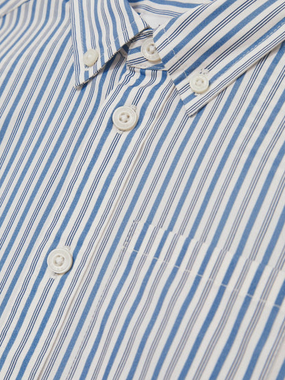 3-9 yrs Cotton-Poplin Striped Oversize Shirt in Blue/White Children & Baby | Reiss