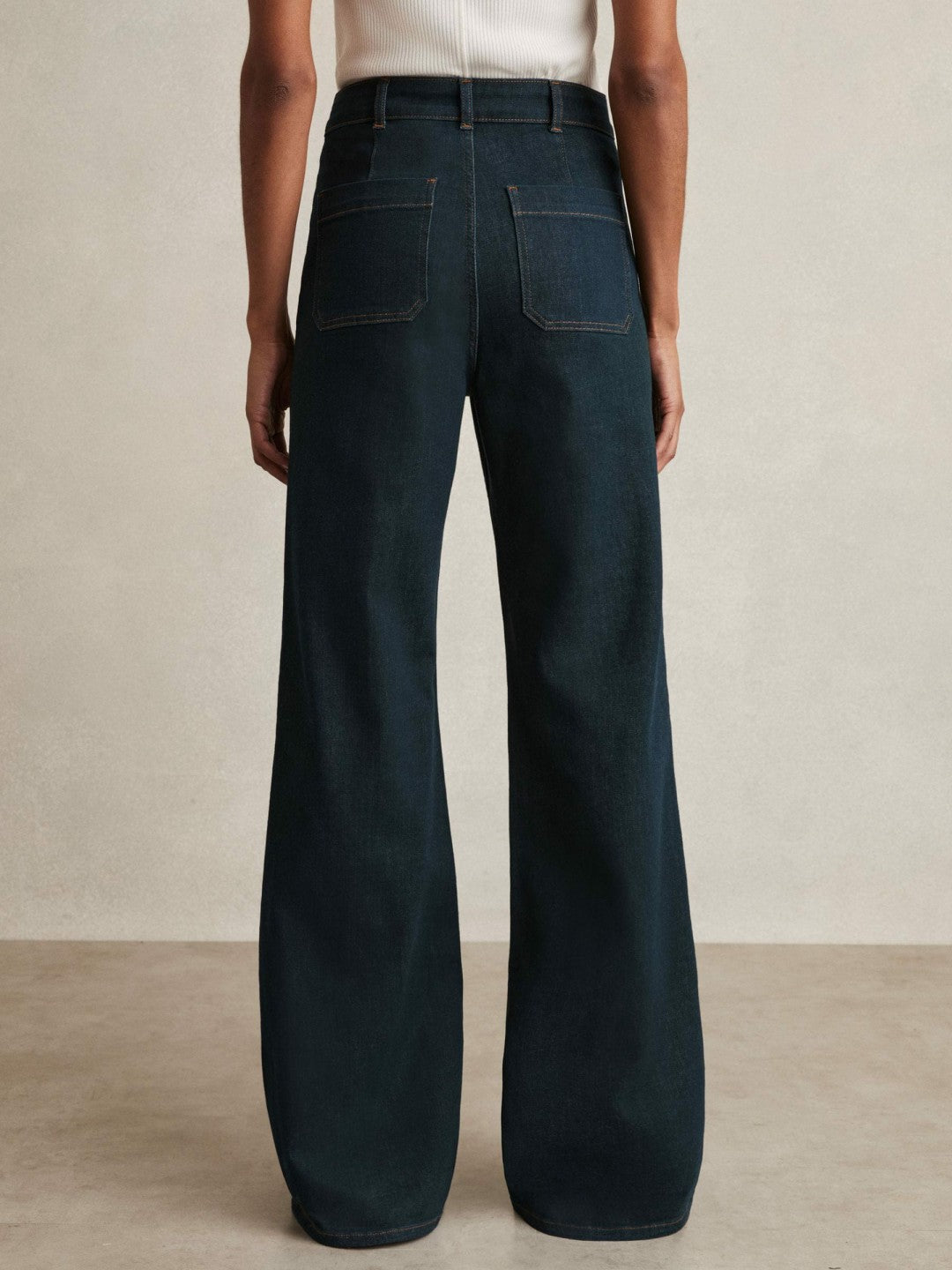 Petite Patch-Pocket Flared Jeans in Dark Blue Women | Reiss