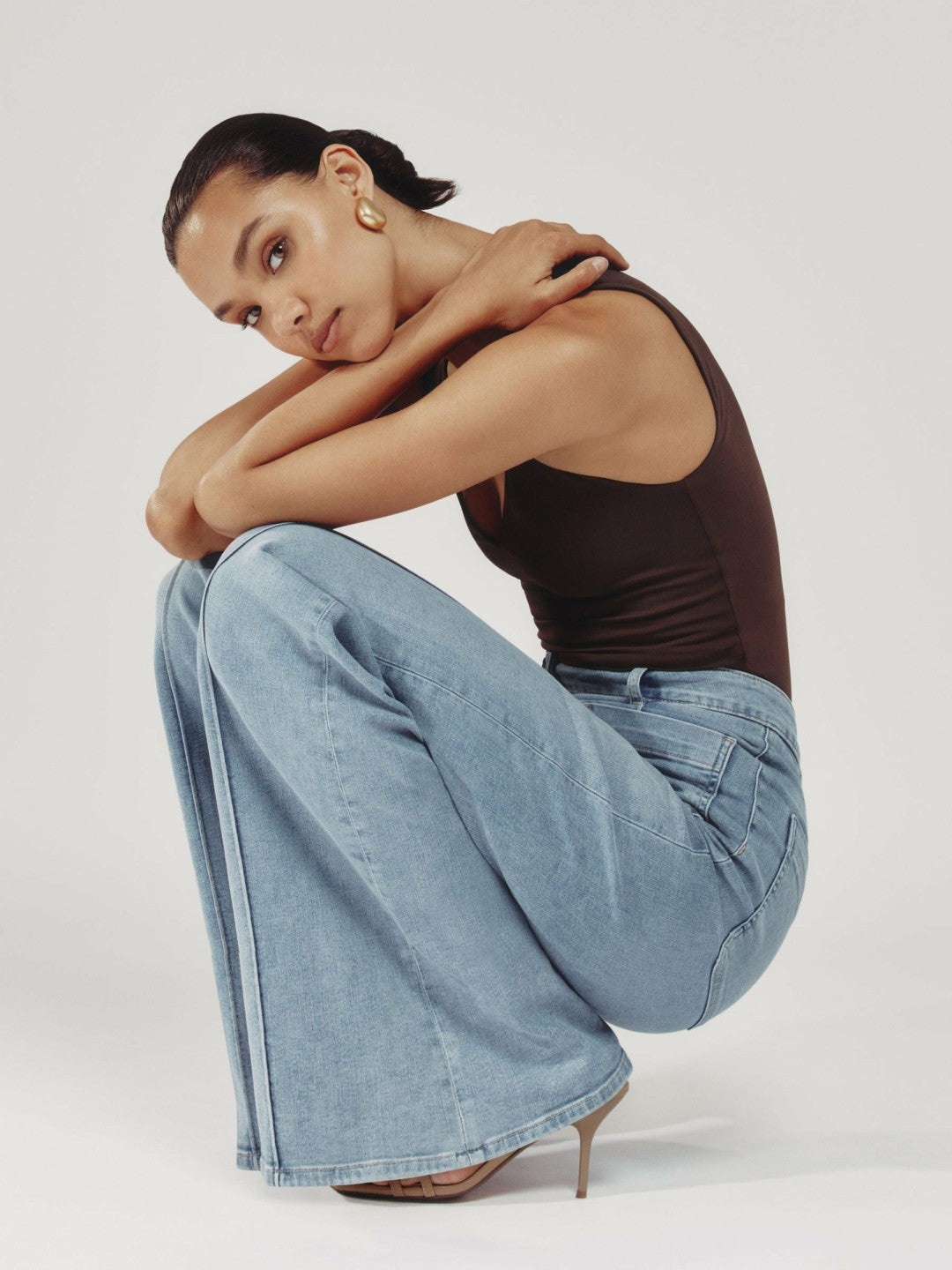 Petite Patch-Pocket Flared Jeans in Light Blue Women | Reiss
