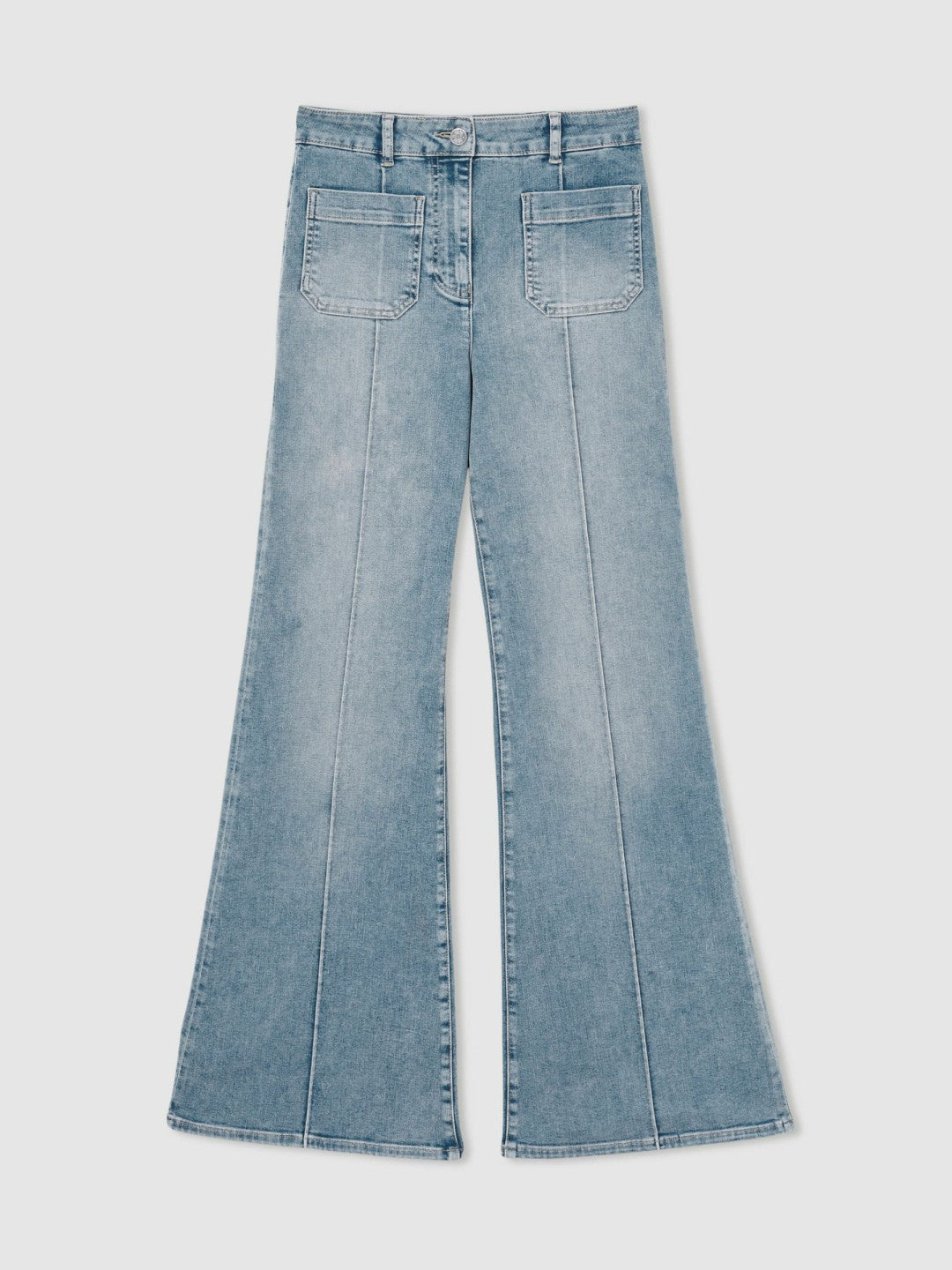 Petite Patch-Pocket Flared Jeans in Light Blue Women | Reiss