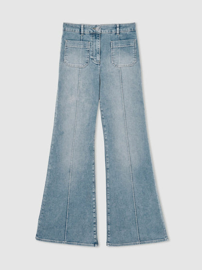 Petite Patch-Pocket Flared Jeans in Light Blue Women | Reiss