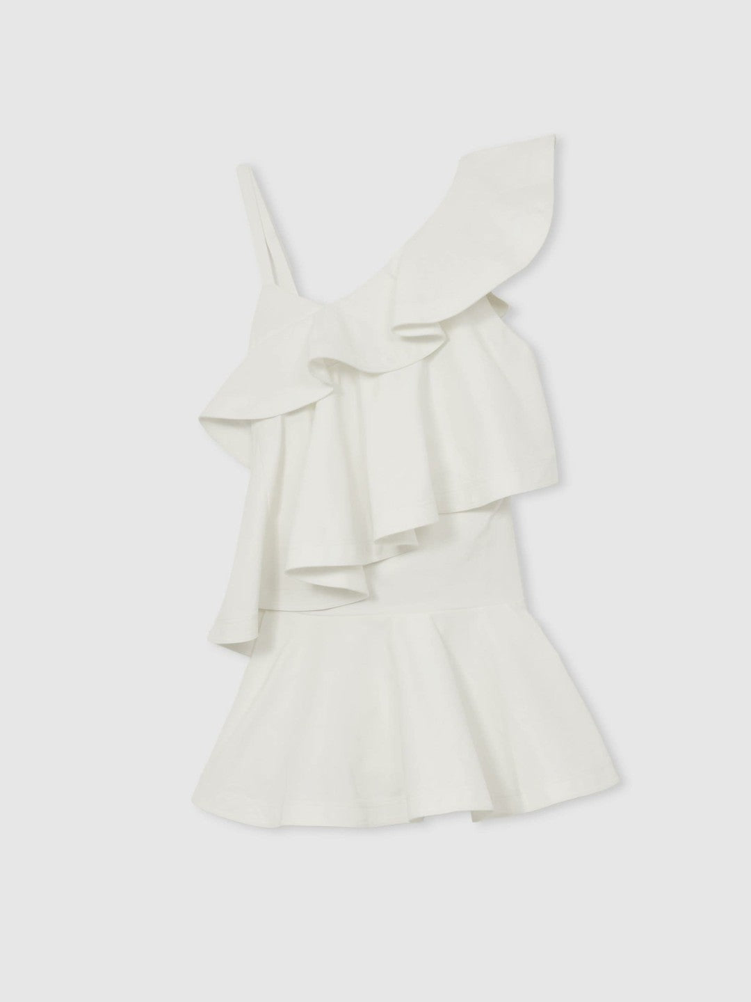 Cotton Tiered Ruffle Mini Dress in Ivory Women | Reiss