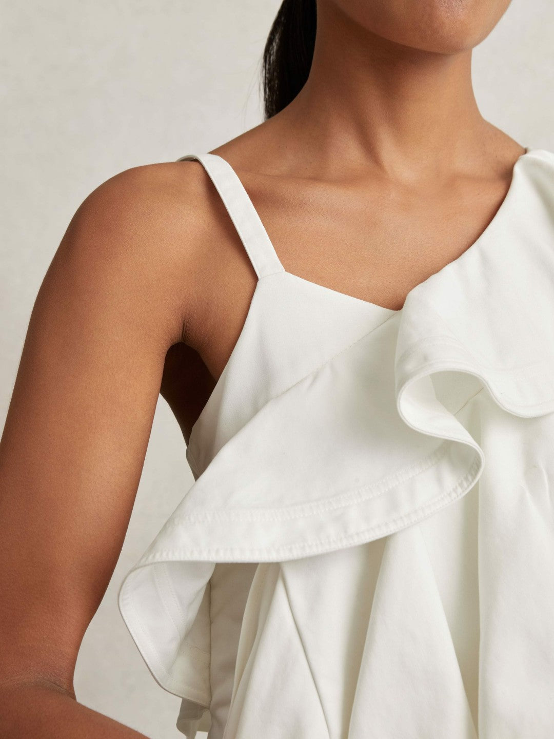 Cotton Tiered Ruffle Mini Dress in Ivory Women | Reiss