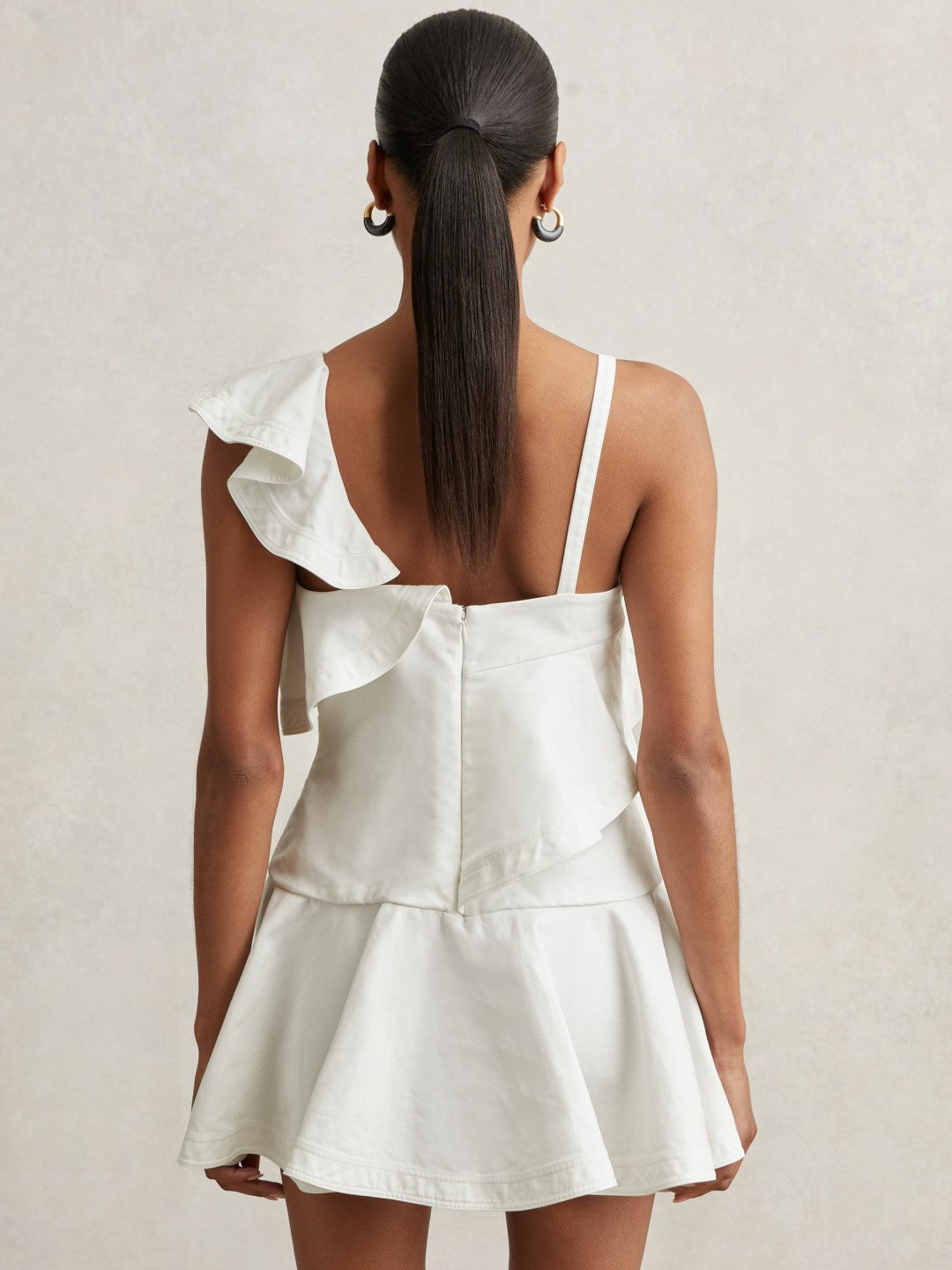 Cotton Tiered Ruffle Mini Dress in Ivory Women | Reiss