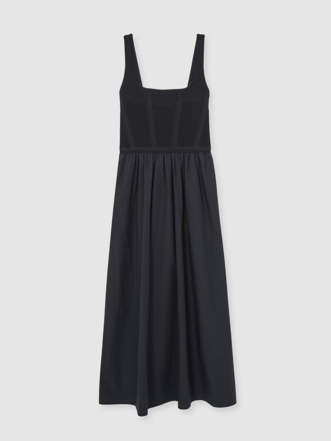 Perforated-Knit Cotton-Skirt Midi Dress in Navy Women | Reiss