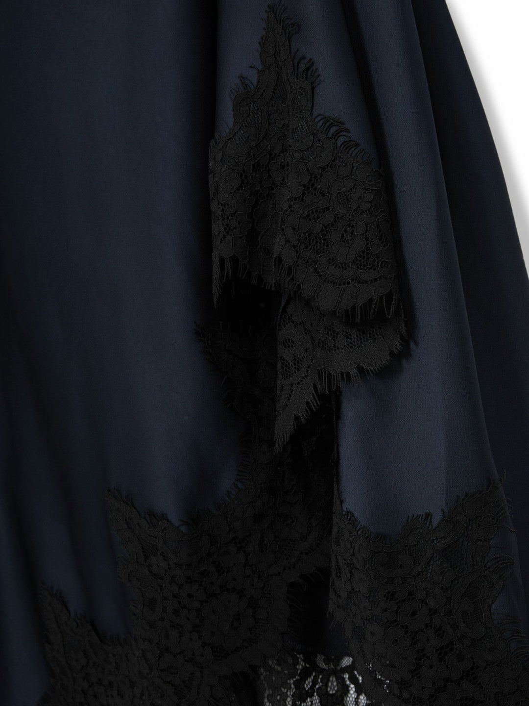 Satin Drape Lace-Trim Dress in Navy Women | Reiss