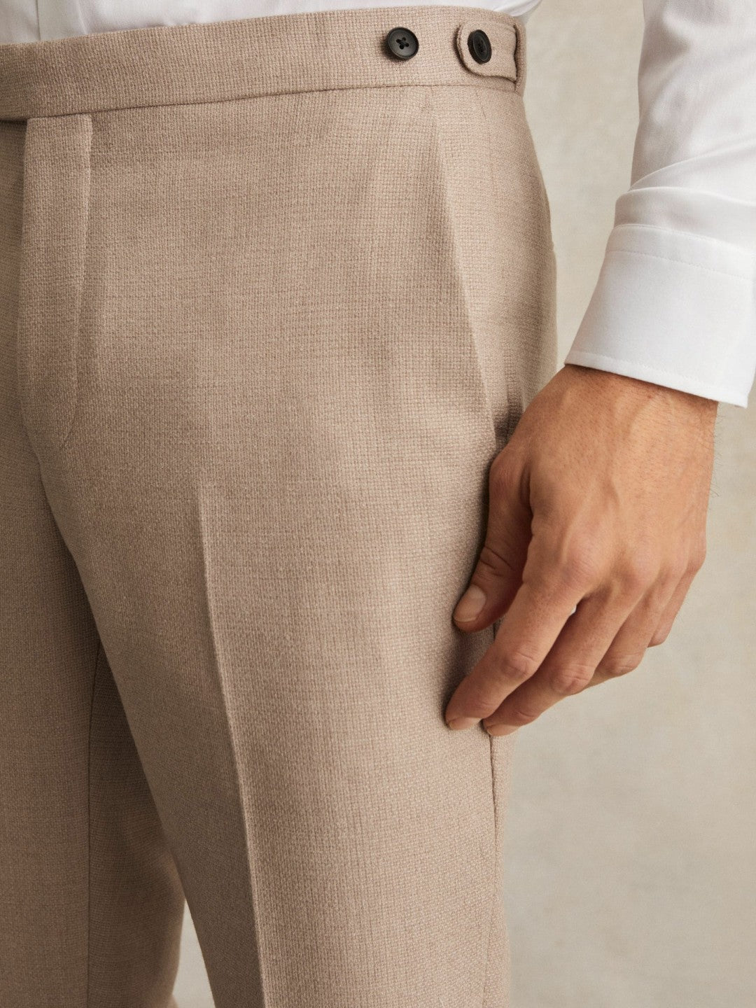 Wool-Blend Slim-Fit Suit Trousers in Oatmeal Brown Men | Reiss