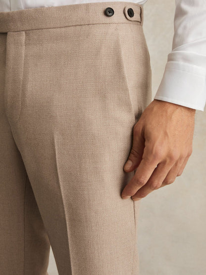 Wool-Blend Slim-Fit Suit Trousers in Oatmeal Brown Men | Reiss