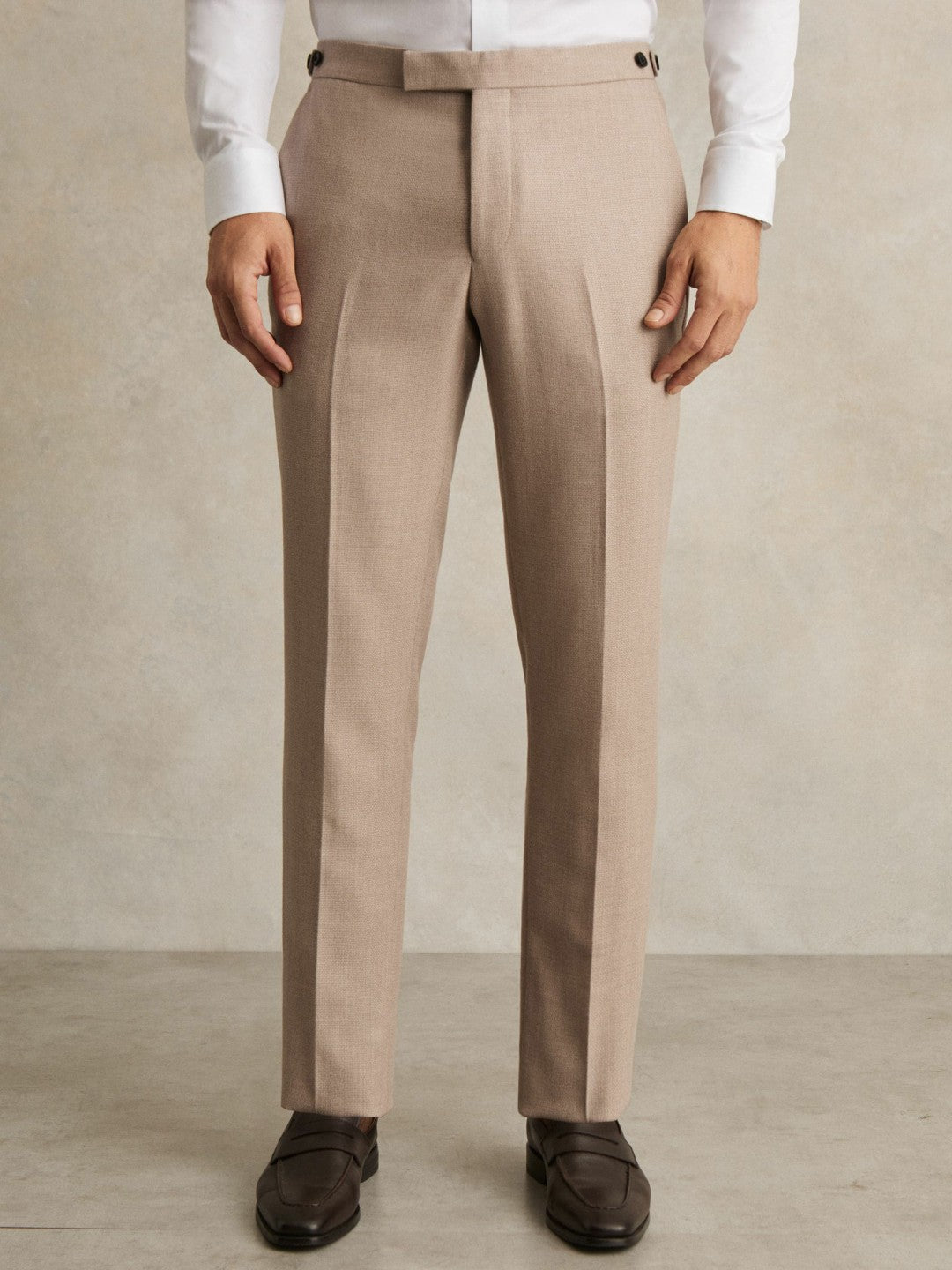 Wool-Blend Slim-Fit Suit Trousers in Oatmeal Brown Men | Reiss