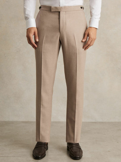Wool-Blend Slim-Fit Suit Trousers in Oatmeal Brown Men | Reiss