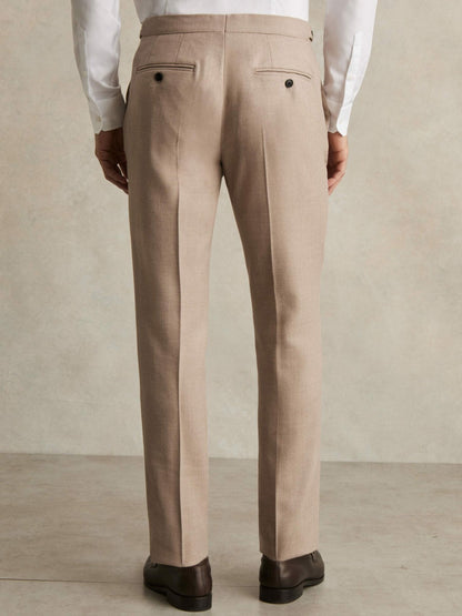 Wool-Blend Slim-Fit Suit Trousers in Oatmeal Brown Men | Reiss
