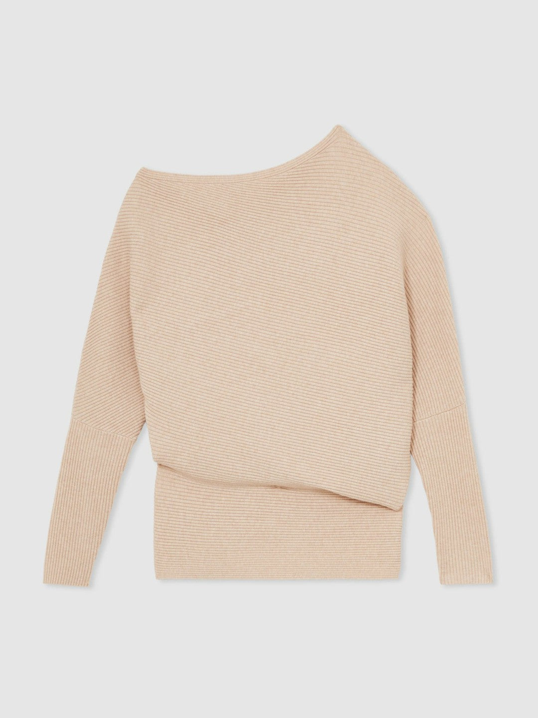 Asymmetric Draped Knitted Jumper in Oatmeal Neutral Women | Reiss