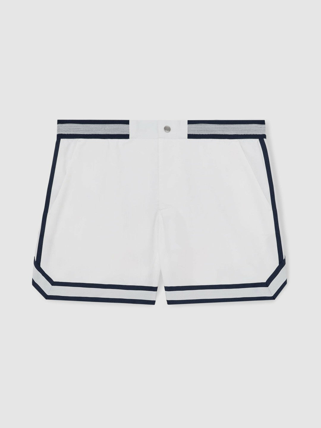 | Ché Stripe-Trim Swim Shorts in White Men | Reiss