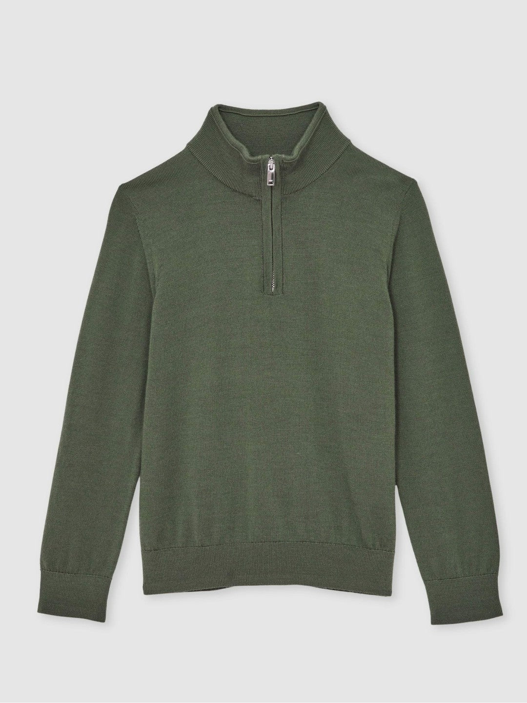 3-9 yrs Merino Wool Half-Zip Funnel Neck Jumper in Kale Green Children & Baby | Reiss