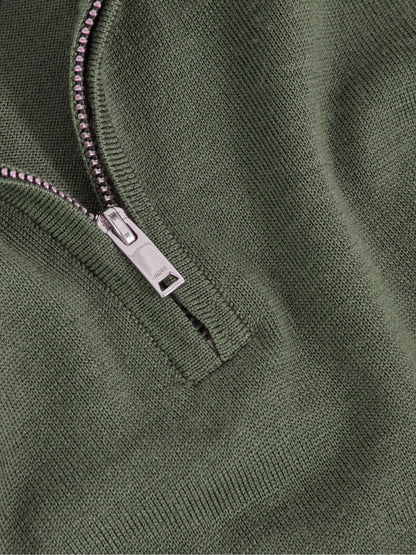 3-9 yrs Merino Wool Half-Zip Funnel Neck Jumper in Kale Green Children & Baby | Reiss