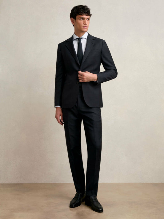 Wool Check Slim-Fit Suit Trousers in Navy Men | Reiss