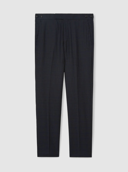 Wool Check Slim-Fit Suit Trousers in Navy Men | Reiss