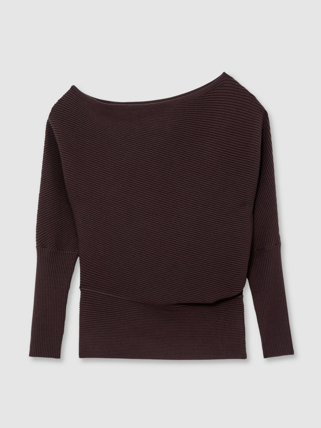 Asymmetric Draped Knitted Jumper in Plum Women | Reiss