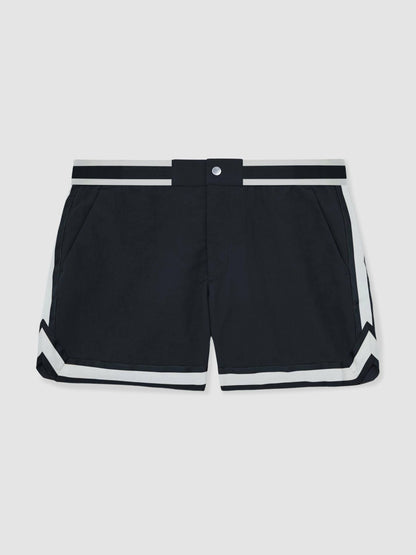 | Ché Stripe-Trim Swim Shorts in Navy Men | Reiss