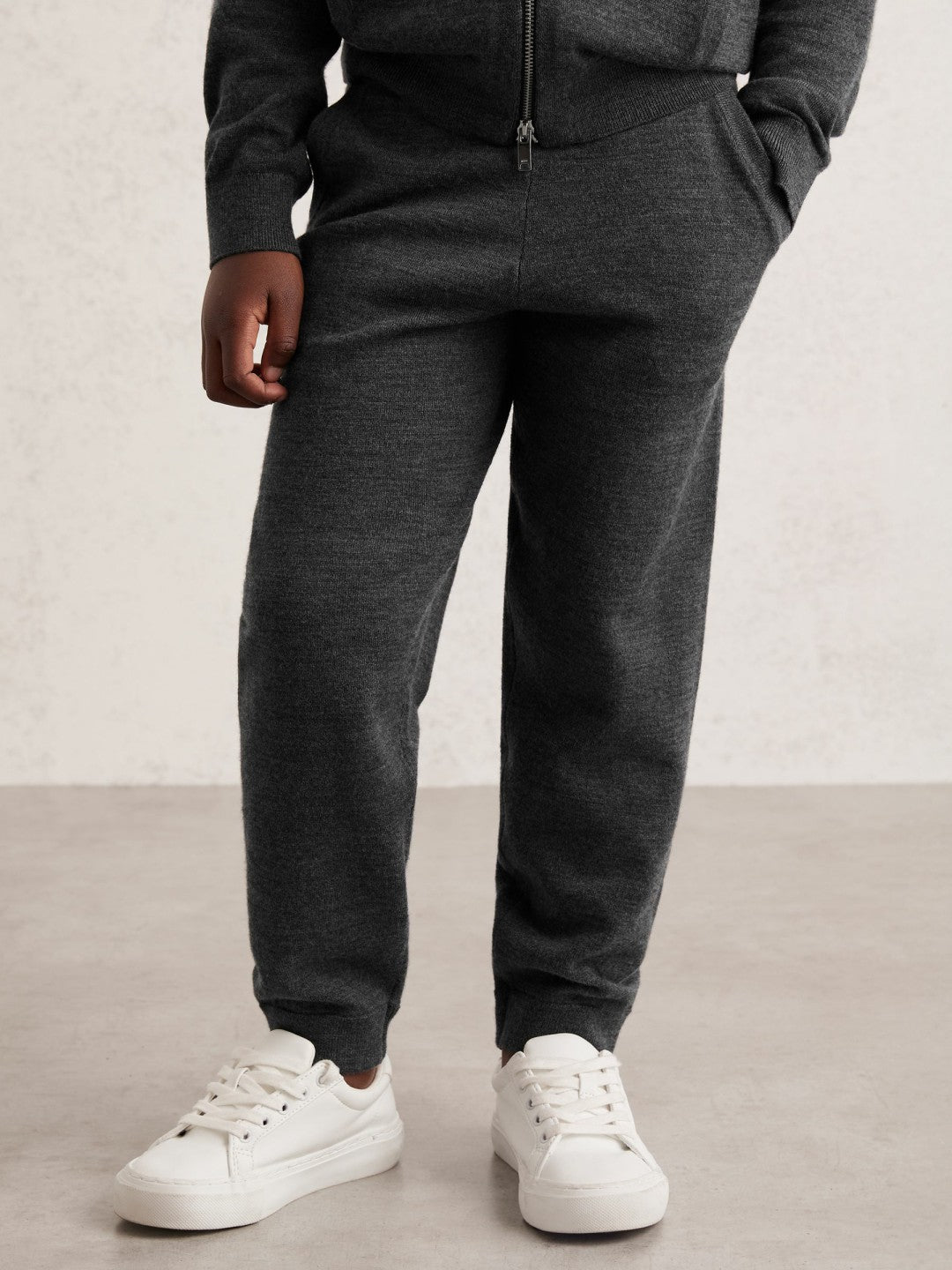 3-9 yrs Merino Wool Cuffed Joggers in Derby Grey Melange Children & Baby | Reiss