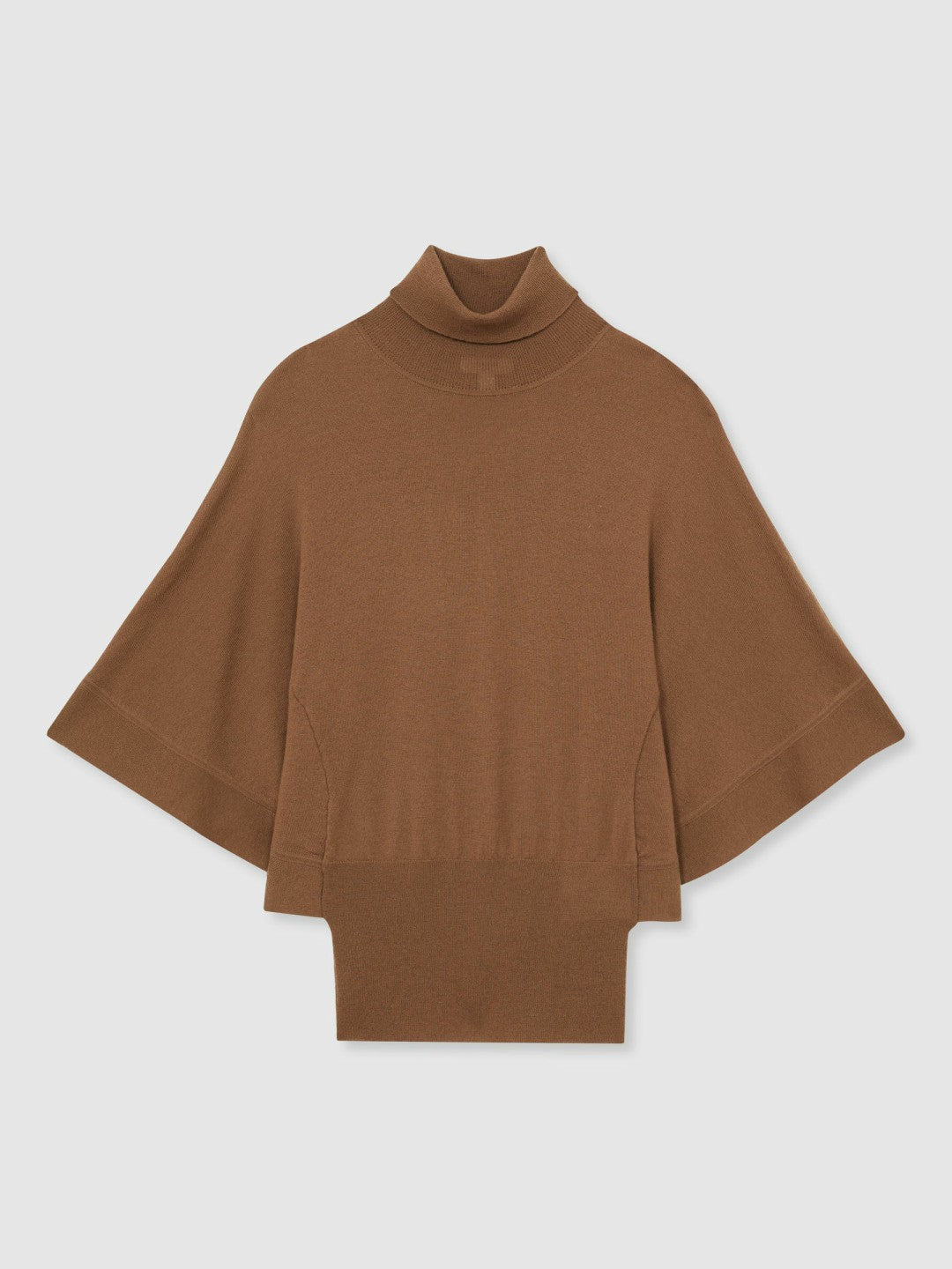 Merino Wool Batwing Roll-Neck Jumper in Tan Women | Reiss