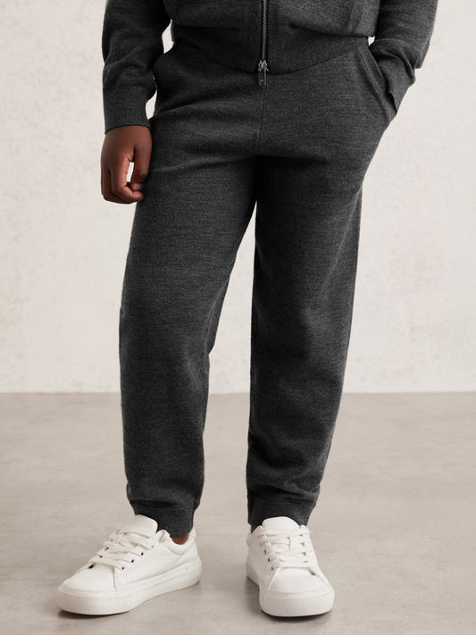 9-13 yrs Merino Wool Cuffed Joggers in Derby Grey Melange Children & Baby | Reiss