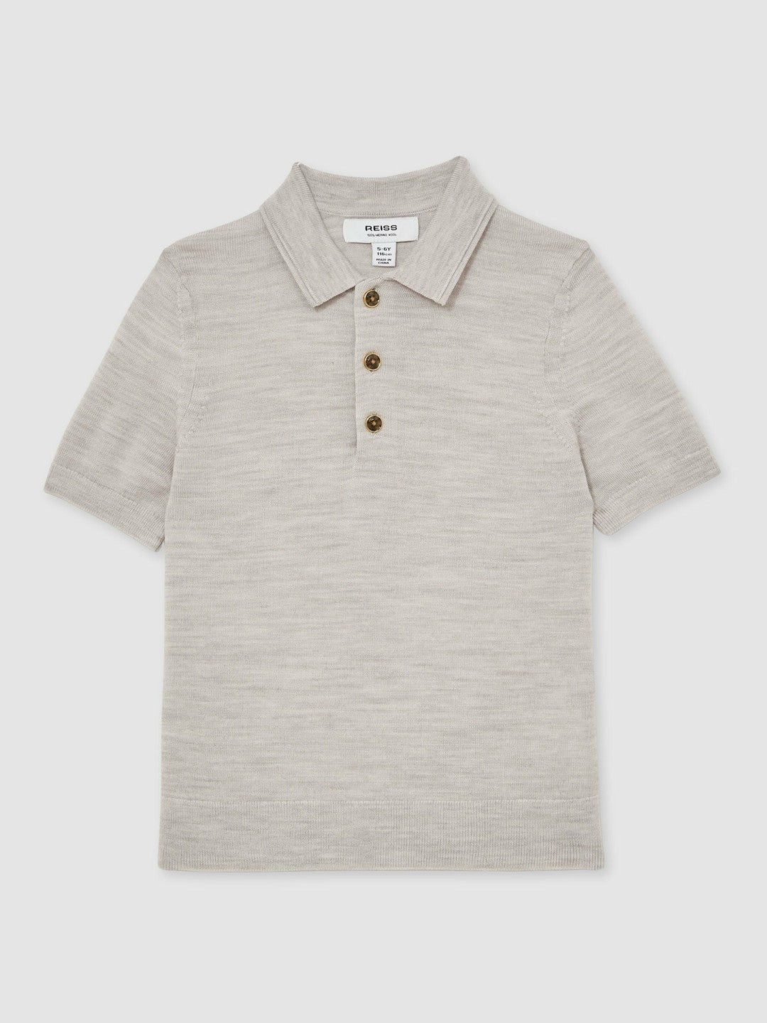 3-9 yrs Merino Wool Short Sleeve Polo Shirt in Wicker Melange Children & Baby | Reiss