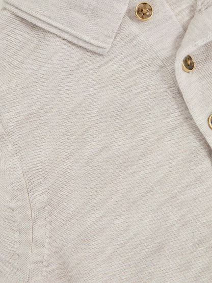 3-9 yrs Merino Wool Short Sleeve Polo Shirt in Wicker Melange Children & Baby | Reiss