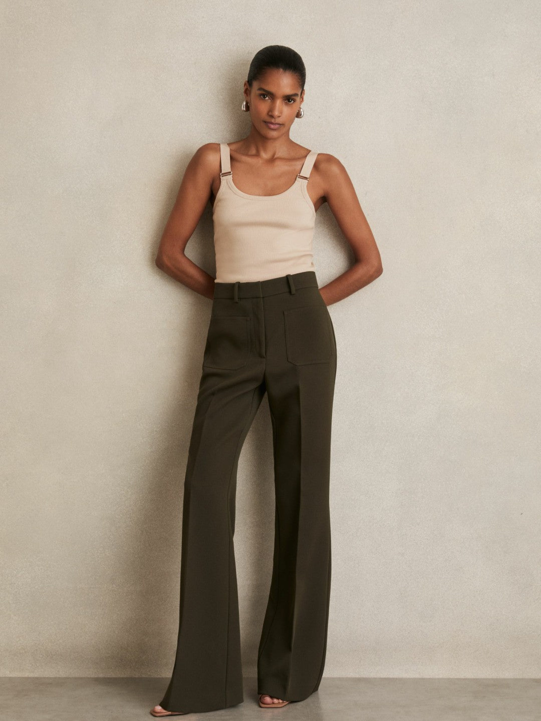 Stretch-Cotton D-Ring Strap Vest in Neutral Women | Reiss