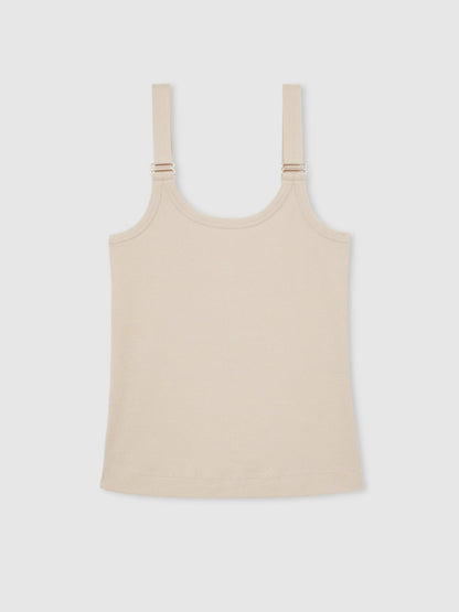 Stretch-Cotton D-Ring Strap Vest in Neutral Women | Reiss