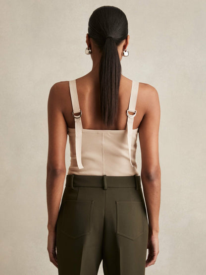 Stretch-Cotton D-Ring Strap Vest in Neutral Women | Reiss