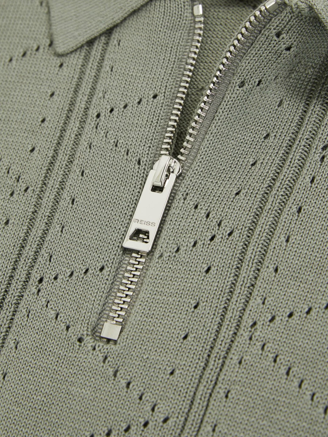 9-13 yrs Half-Zip Pointelle Polo Shirt in Sage Children & Baby | Reiss