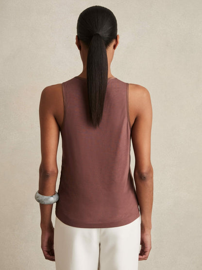 Silk-Front Cami Top in Mocha Brown Women | Reiss