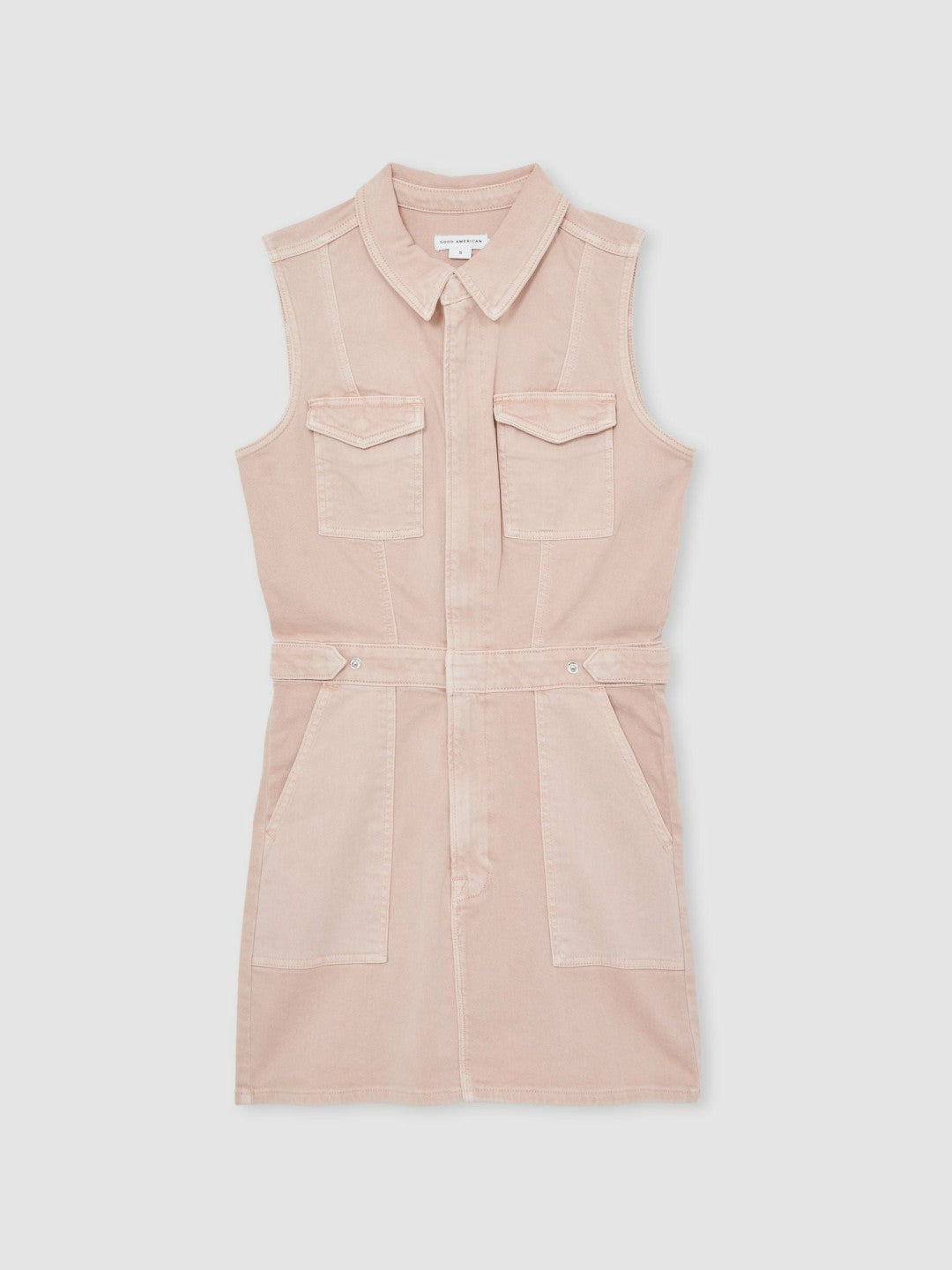 Good American Denim Zipped Mini Dress in Petal Pink Women | Reiss
