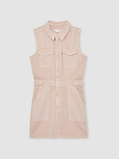 Good American Denim Zipped Mini Dress in Petal Pink Women | Reiss