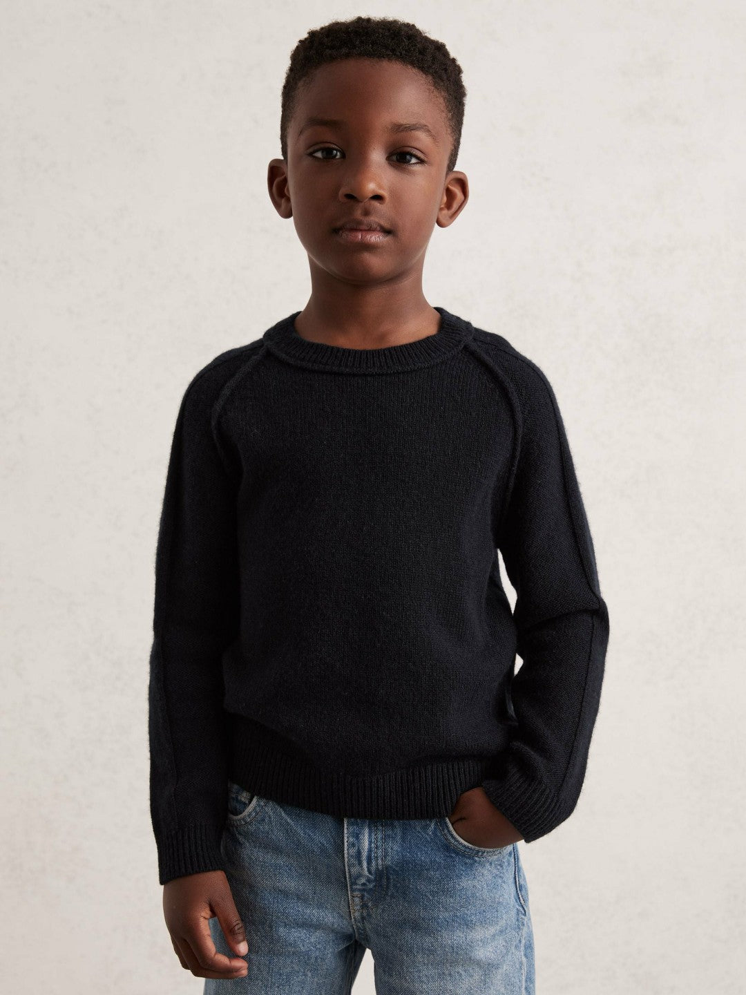 3-9 yrs Wool-Cashmere Reverse-Seam Jumper in Navy Children & Baby | Reiss