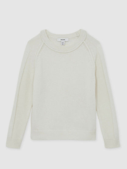 3-9 yrs Wool-Cashmere Reverse-Seam Jumper in Off White Children & Baby | Reiss