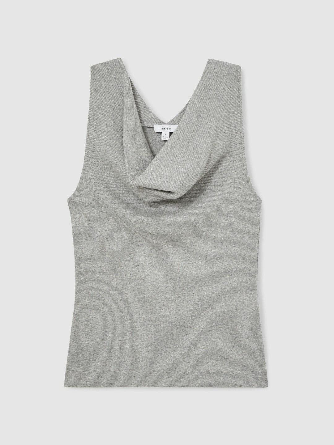 Ribbed Cowl-Neck Vest in Grey Marl Women | Reiss